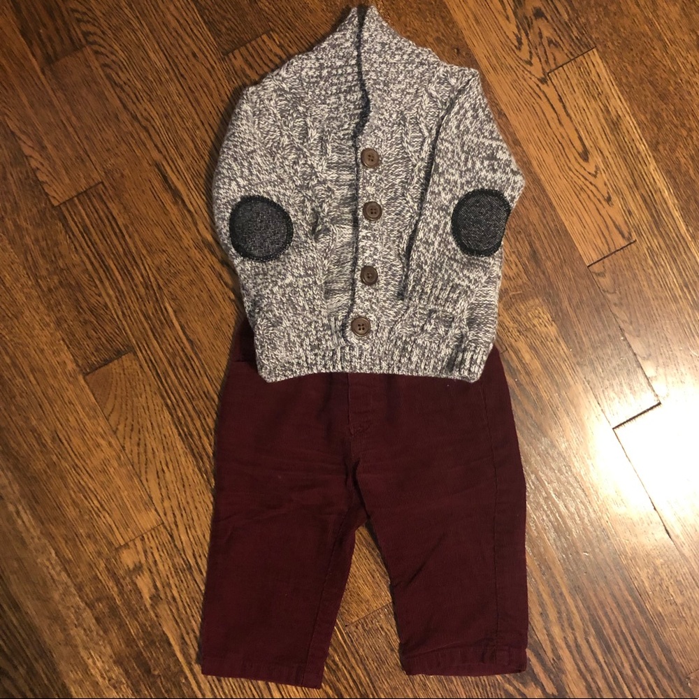 Sweater and corduroy pants